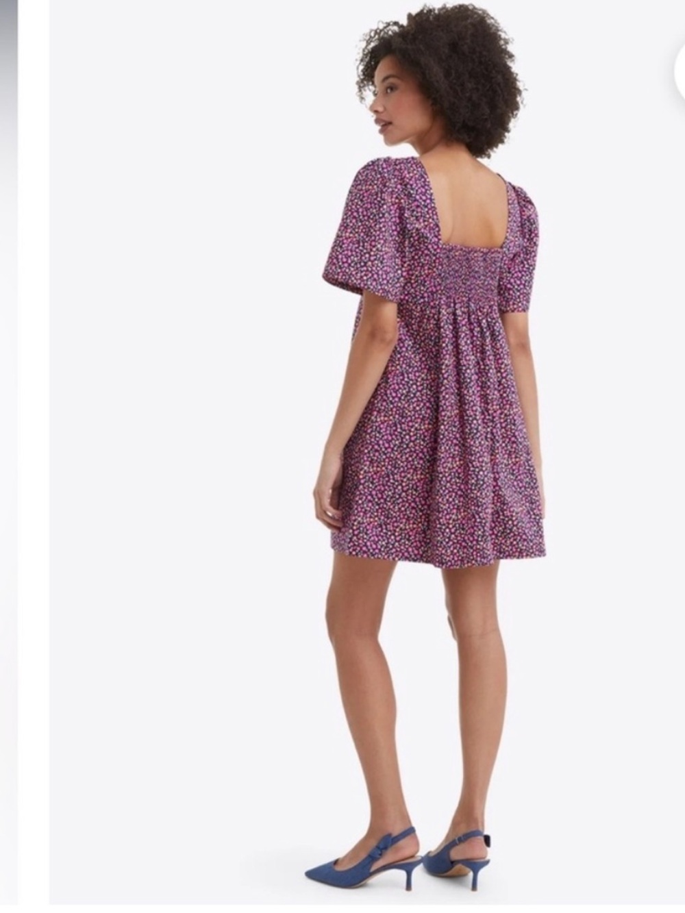 Draper James Dottie Babydoll Shift Dress Women XS Nassau Multi Navy Floral Print - Picture 3 of 14
